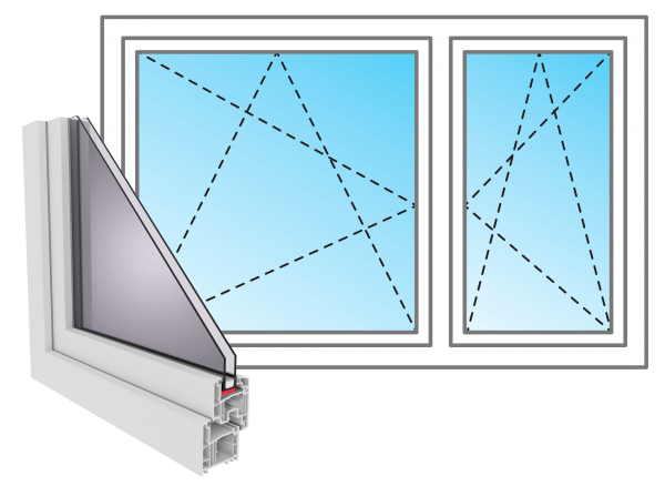 PVC Fenster G74 innen öffnend DIN links: Schmaler Flügel links