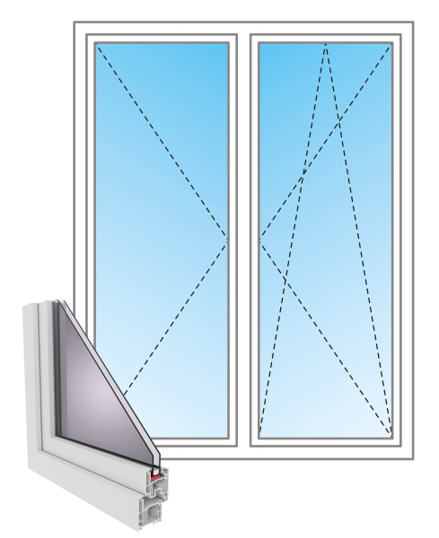 PVC Balkontür G74 symmetrisch Stulp